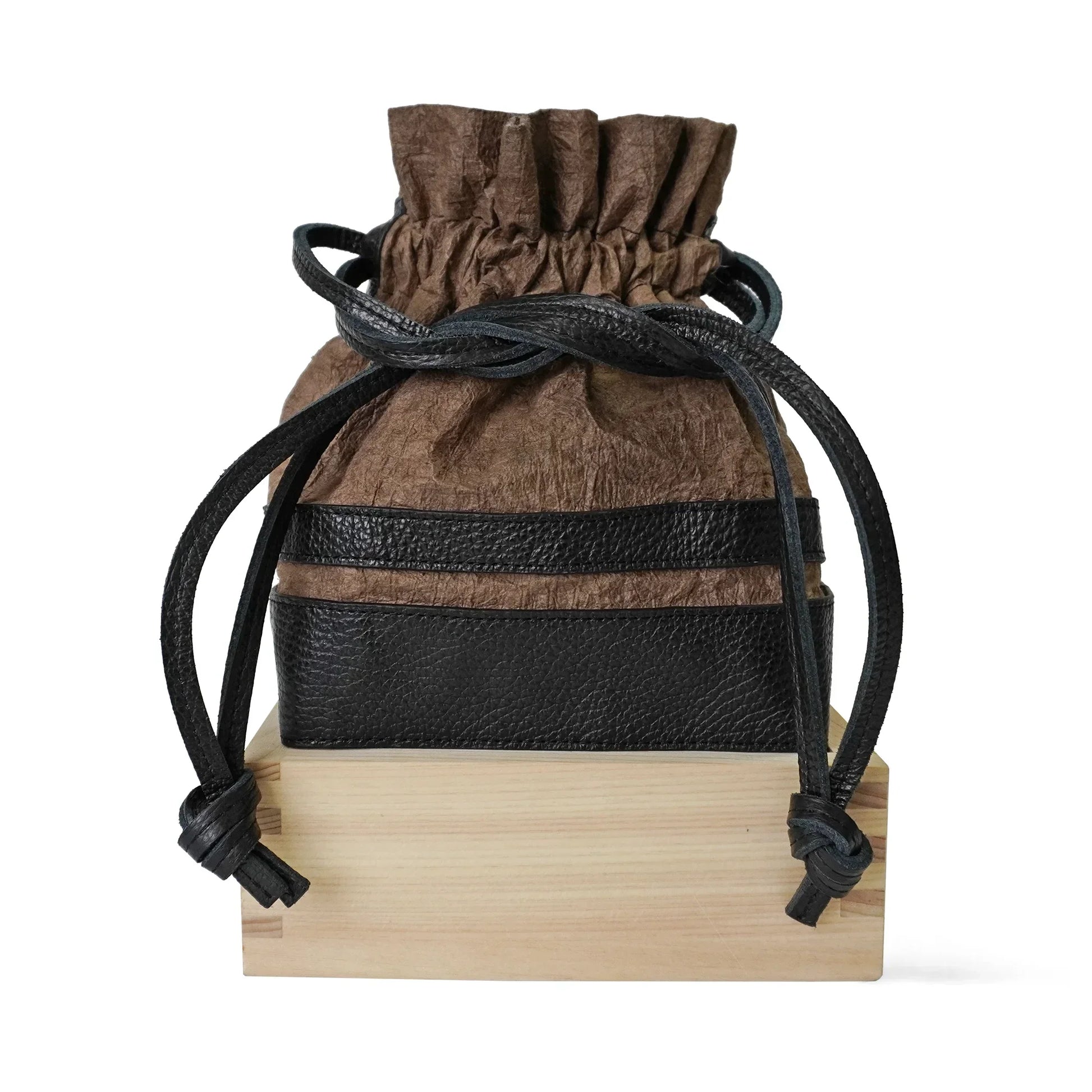 Yorokobi － 慶 － （Masu Drawstring Bag / 柿渋染め和紙 ) - Large -